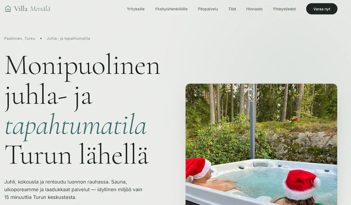 Valmis kotisivu mobiilissa ja työpöydällä