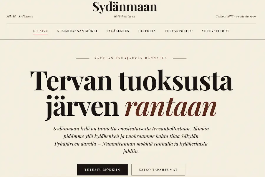Sydänmaan kyläyhdistyksen verkkosivu