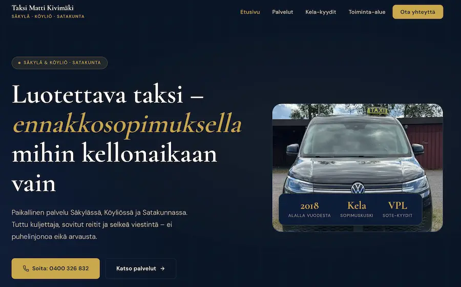 Taksi Matti Kivimäen verkkosivu